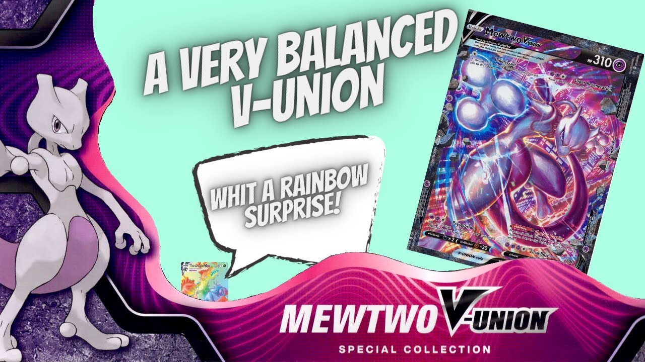 MEWTWO V UNION BOX OPENING 😃 RAINBOW CARD! + HOW TO PLAY MEWTWO IN POKEMON TCG