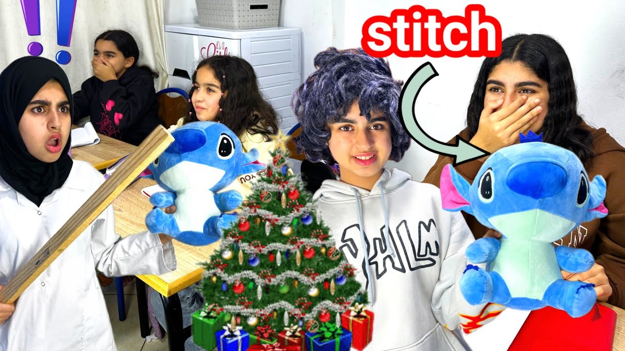 براهيم محتفل بالبوناني وجاب سطيتش( stitch) معاه للقسم 😂 