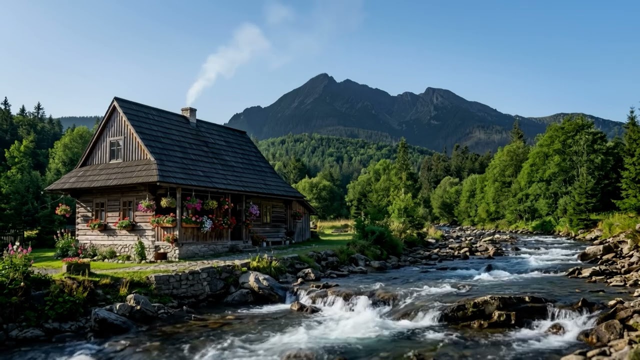 Cozy Cabin by Mountain River Relaxing ASMR Sleep