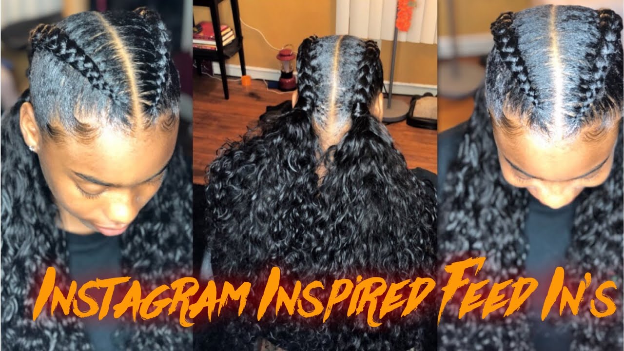 Two Feed In Braids WIth Curly Ends