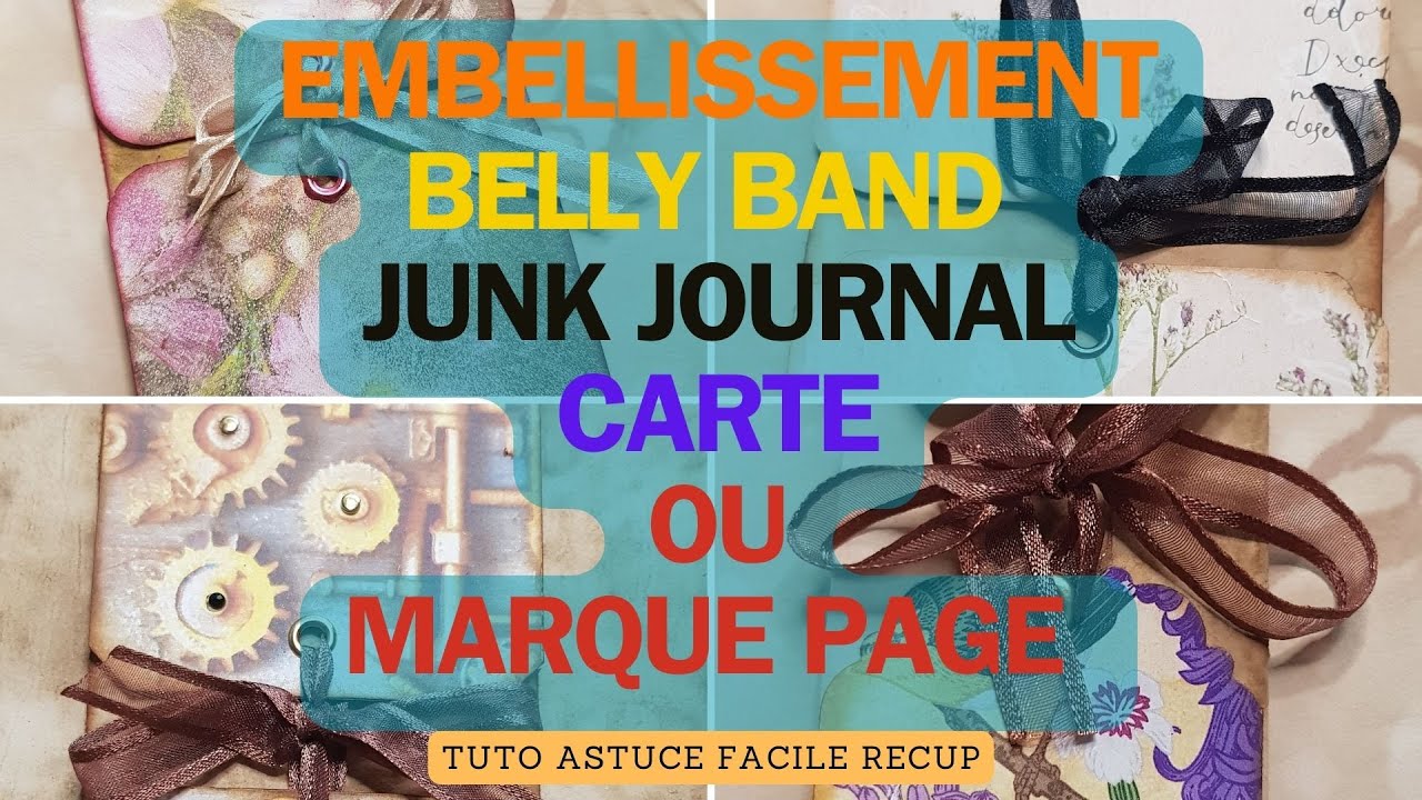 Embellissement Junk Journal Belly Band Carte ou Marque Page mais aussi pour album photos
