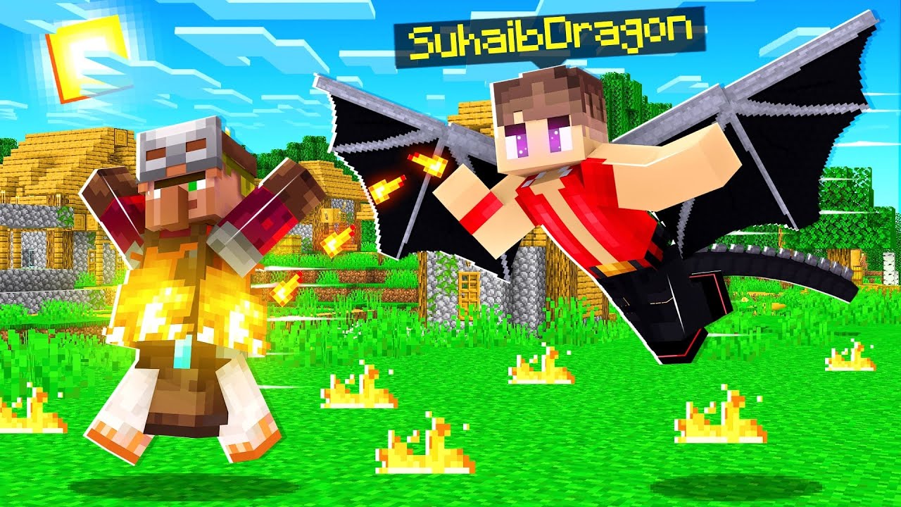 ماين كرافت بس انا تحولت الى الأمير التنين👑 (قاتل القرويين)☠️ - Suhaib Dragon