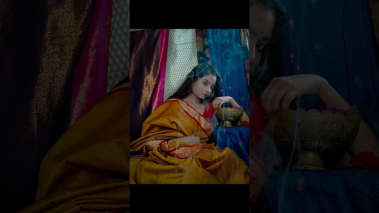 Aesthetic self-portrait using phone ♥️  #ytshortsindia #ytshorts #selfportrait #photoshoot #saree