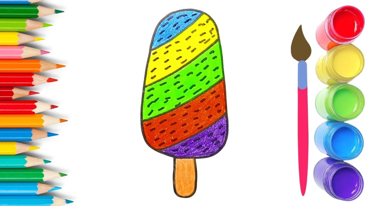 How To Draw cute Ice-cream Drawing, Painting & Coloring For Kids and Toddlers_🌈🎨 🐋