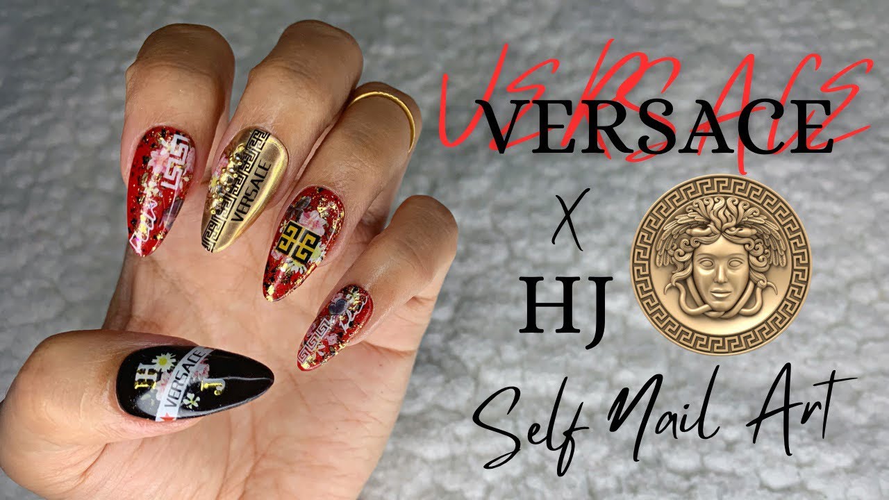 VERSACE X HJ | Easy & Pretty Designer Self Nail Art #versace #nailart #hyunjin #skz #designer #네일아트