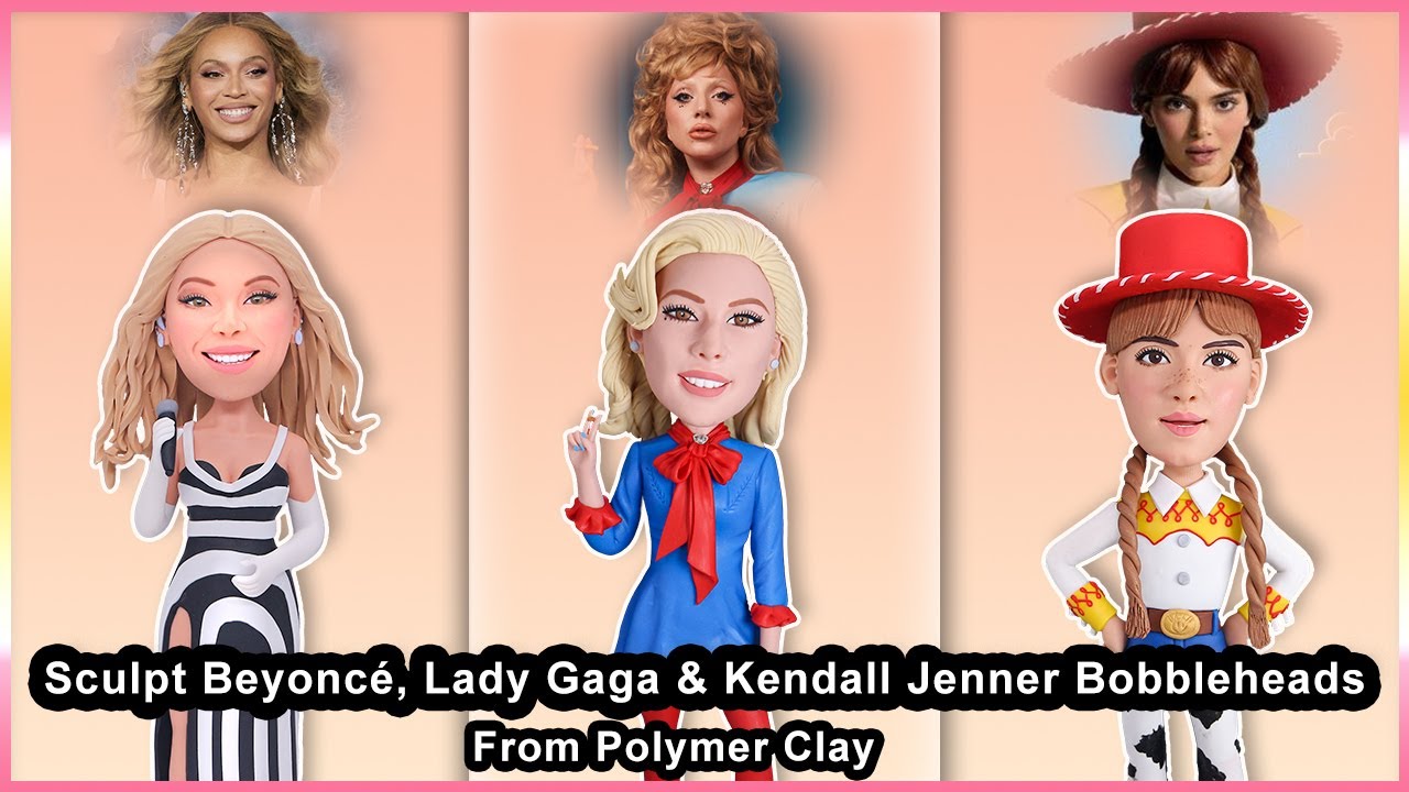 Handmade Sculpt Beyoncé, Lady Gaga & Kendall Jenner Custom Bobbleheads From Polymer Clay