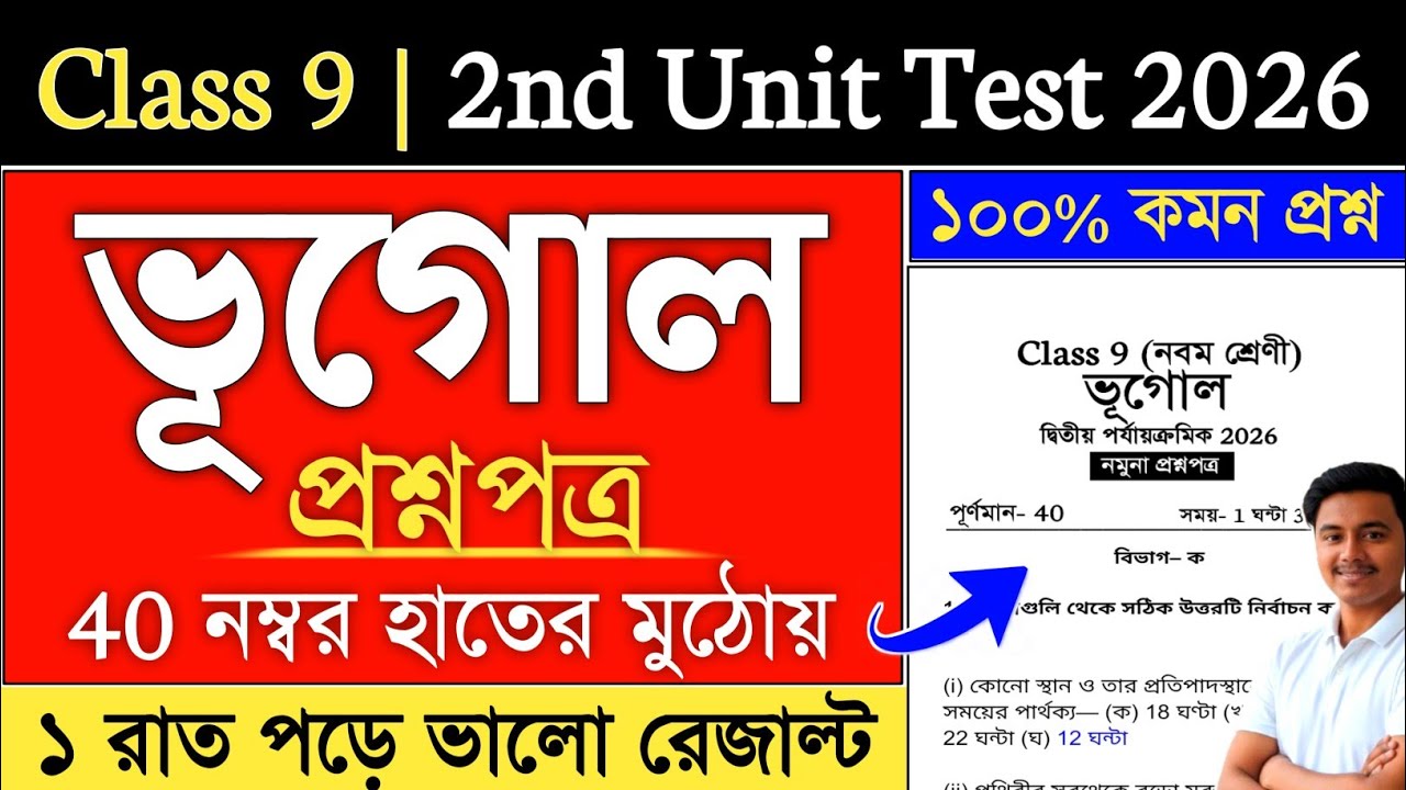 Class 9 Geography 2nd Unit Test Suggestion 2026 | class 9 second summative geography question paper
