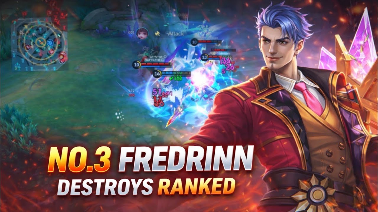 NO.3 Fredrinn Destroys Ranked 😱|With Insane Damage -Mlbb