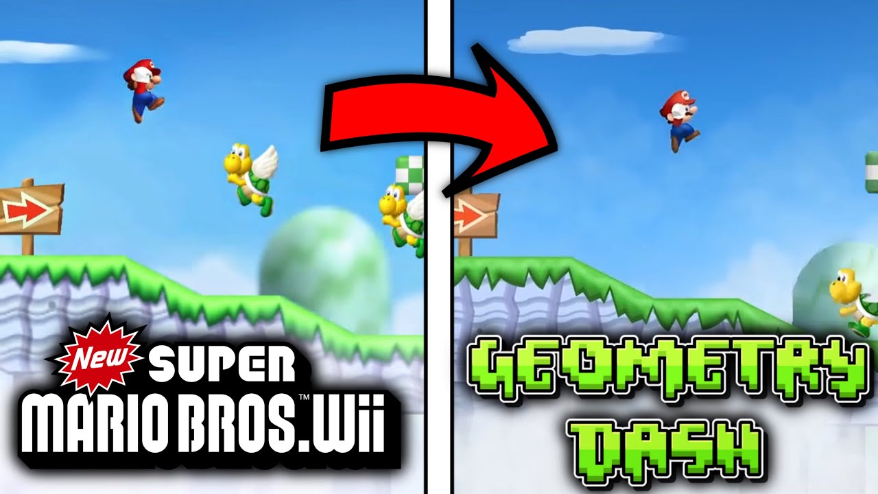 Recrearon New Super Mario Bros Wii en Geometry Dash