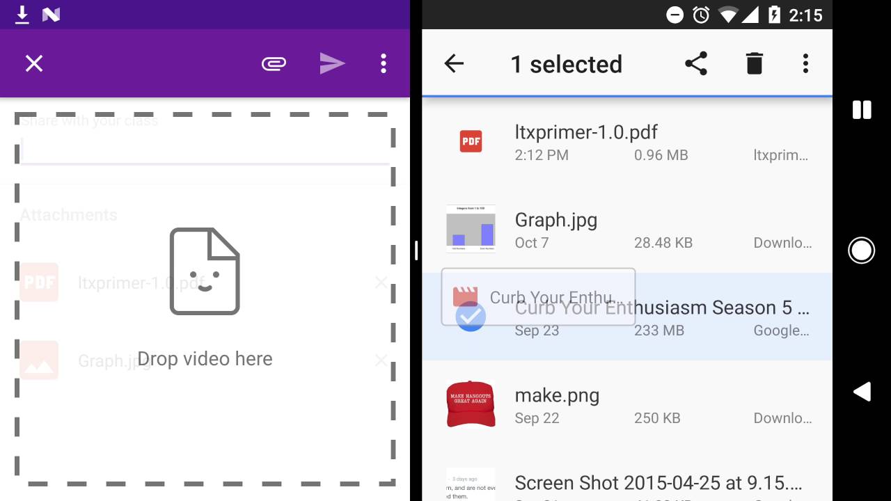 Drag and drop materials on Android N