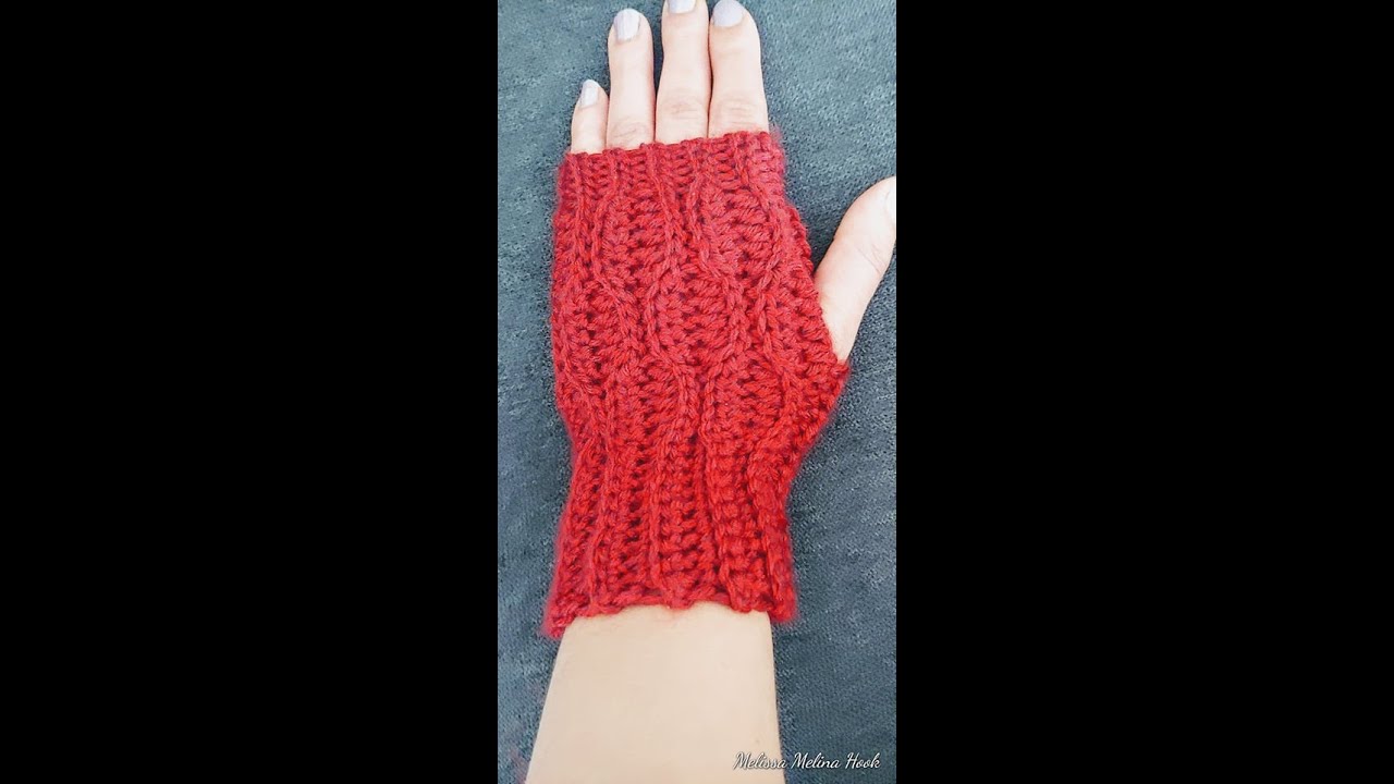 Crochet mitaines motif vagues