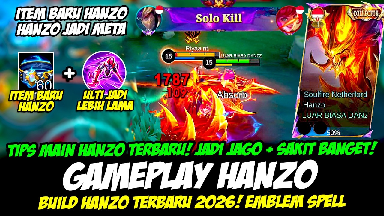 HANZO TANK META❗TIPS MAIN HANZO TERBARU + CARA HANZO DAMAGE SAKIT & KUAT❗BUILD HANZO TERBARU 2026