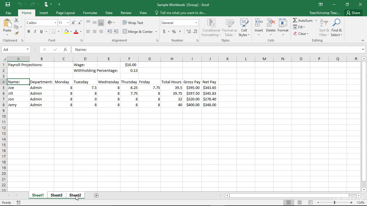 How To Selecting Multiple Worksheets in Excel