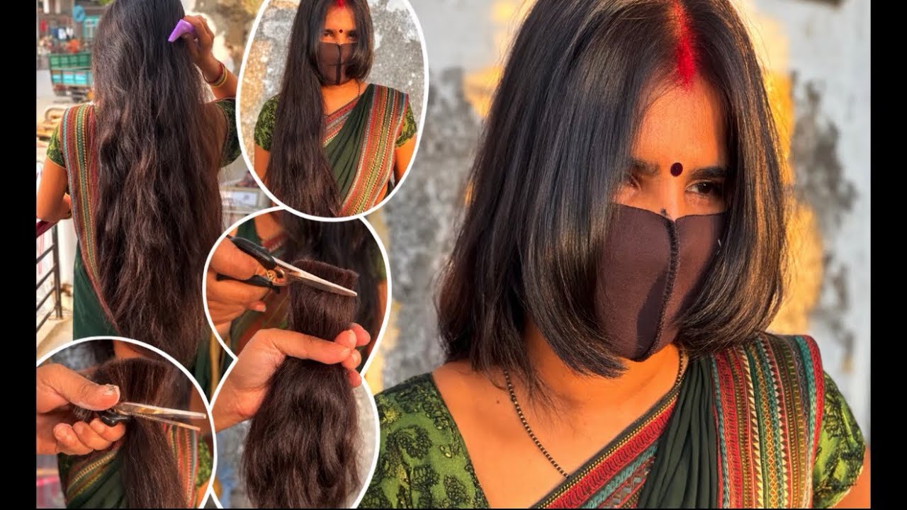 Bhabhi Long Haircut At Home | Very Long Hair | @HeerHaircutStories 