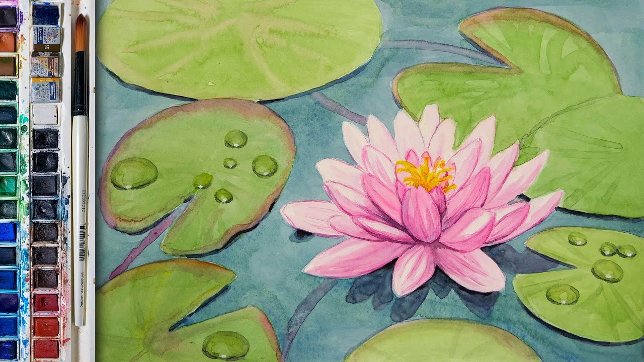 Water Lilies Painting Tutorial for Beginners | Wax Pastels Technique