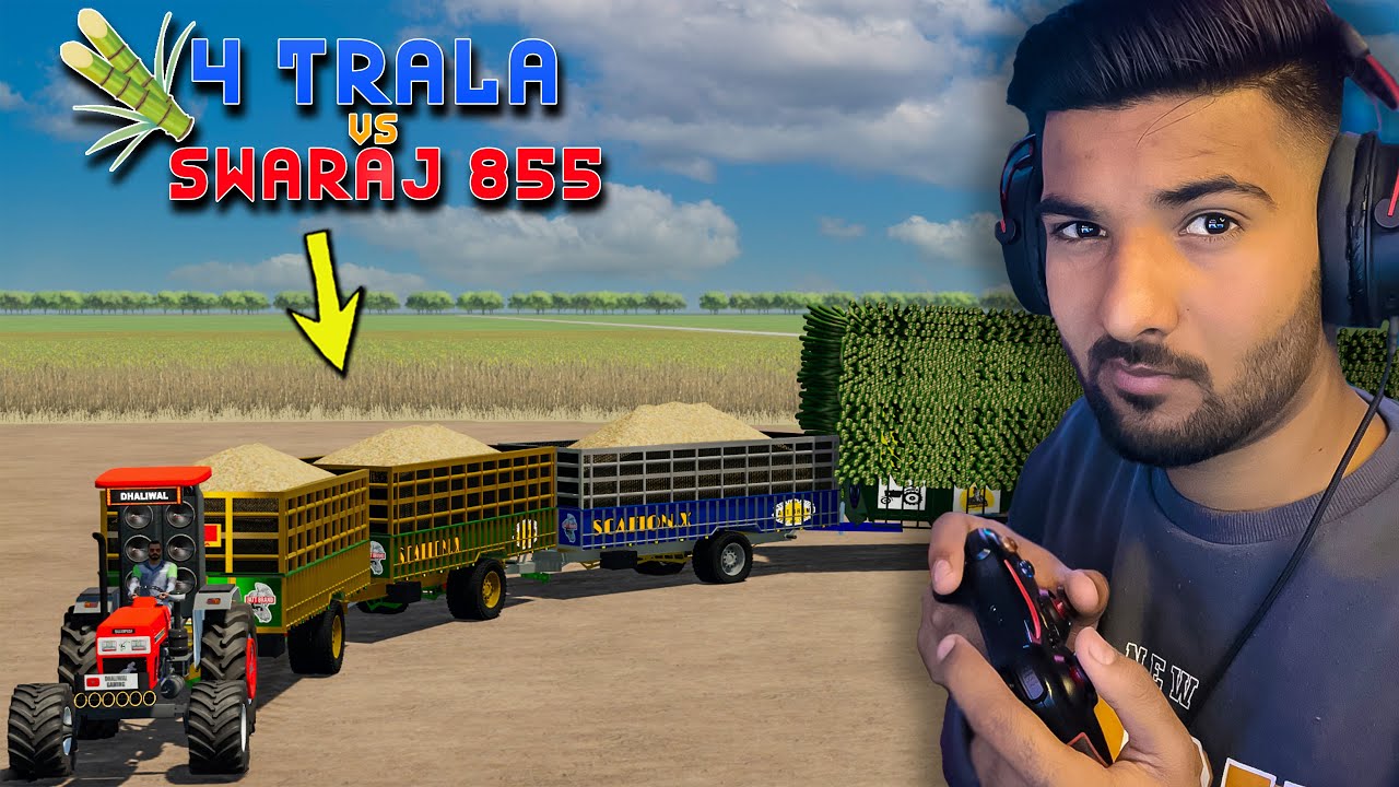 Swaraj 855 vs 4 Sugarcane Trally 🔥 | FS22 | Happy Goldsmith