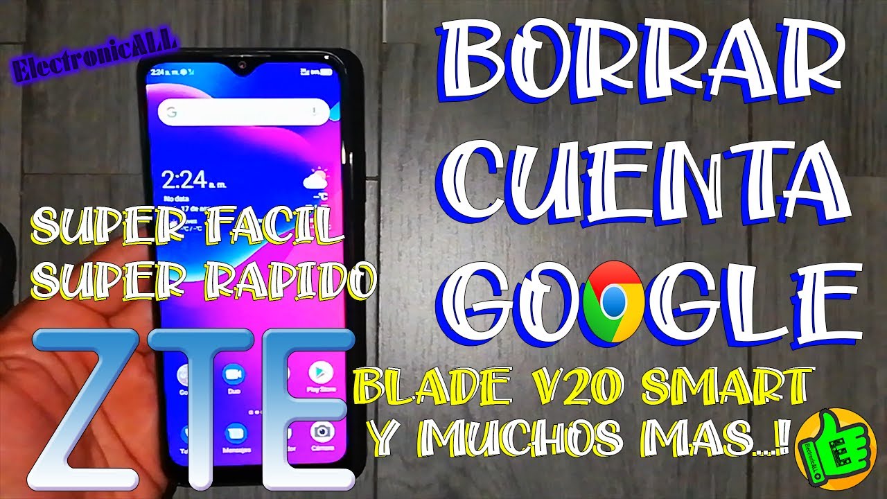 eliminar cuenta Google a ZTE Blade V20 Smart y muchos mas! super fácil y rápido sin instalar nada!