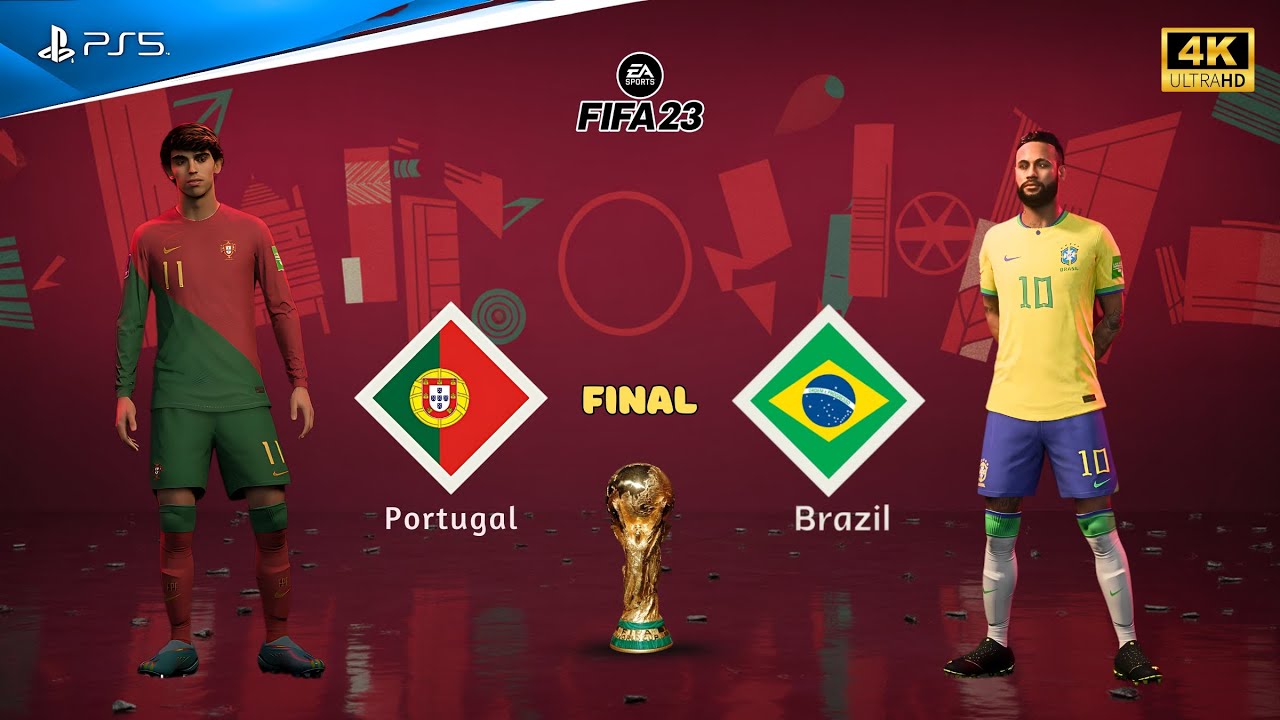 FIFA 23 - Portugal vs Brazil | FIFA World Cup Final | Ronaldo vs Neymar jr fierce battle | 4K