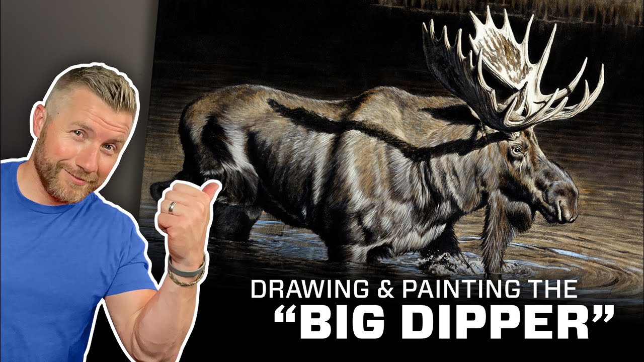 Drawing and Painting a Moose with Charcoal and Acrylic on Canvas