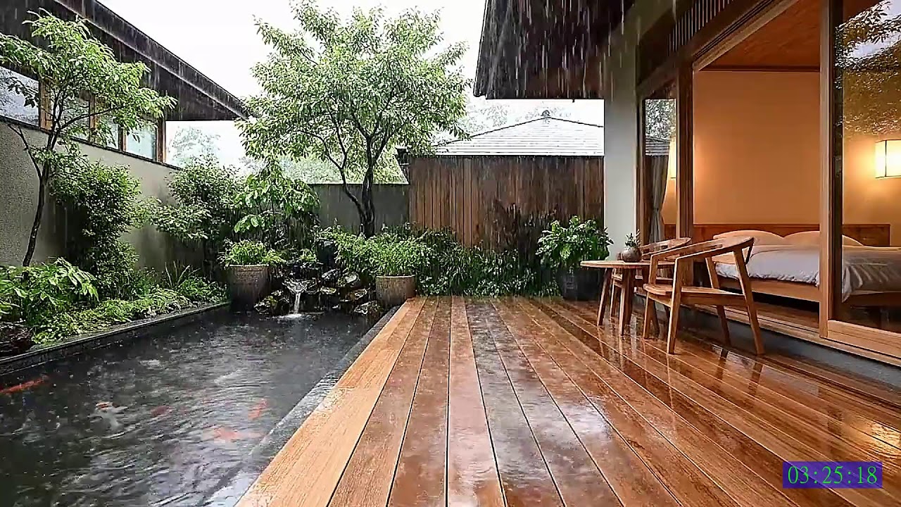 Deep Relaxation Rain Forest Sounds with Piano for Night Peace