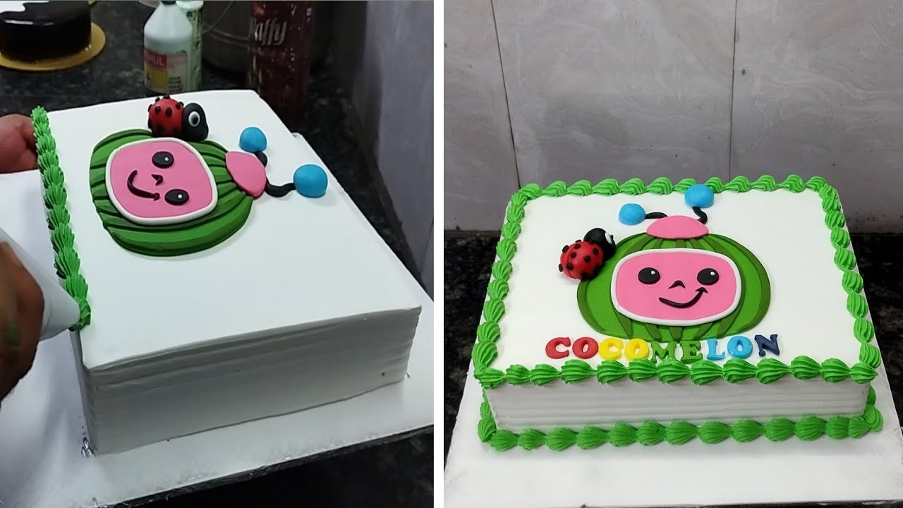Square Shape Cocomelon Cake Design |Cocomelon Photo Cake With Fondant |Cocomelon Birthday Cake