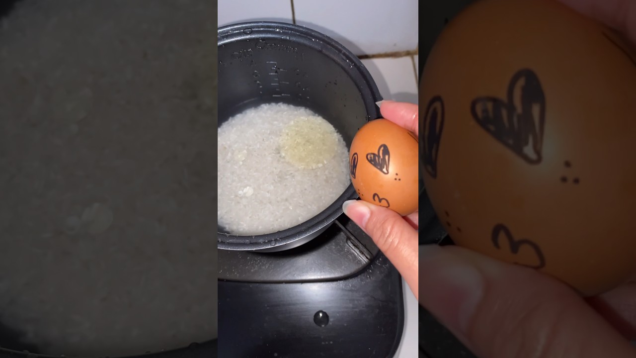 Cook with me👩🏻&zwj;🍳: nasi telur rice cooker🥚#cooking #eggrecipe #shorts