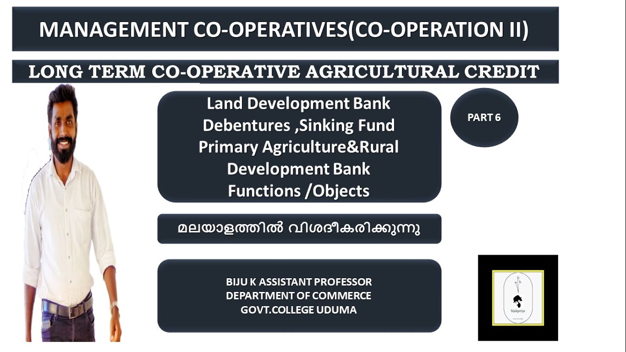 MANAGEMENT OF CO-OPERATIVES I CO-OPERATION II I LONT TERM CO-OPERATIVE AGRICULTURAL CREDIT I PART 6