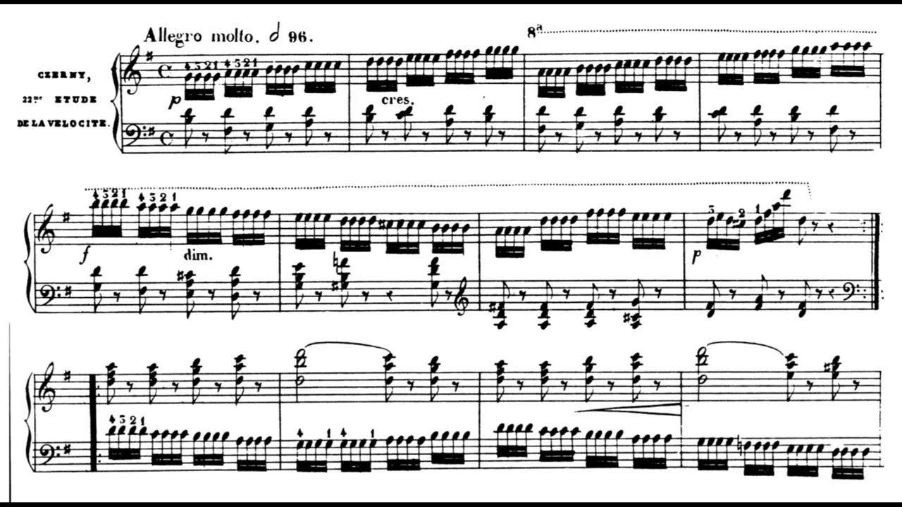 Czerny 22nd Etude de la Velocite from the Méthode des Méthodes