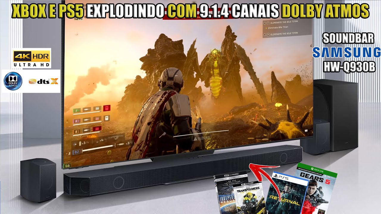 MAIS REALISMO NOS JOGOS SOUNDBAR Q930B 9.1.4 CANAIS