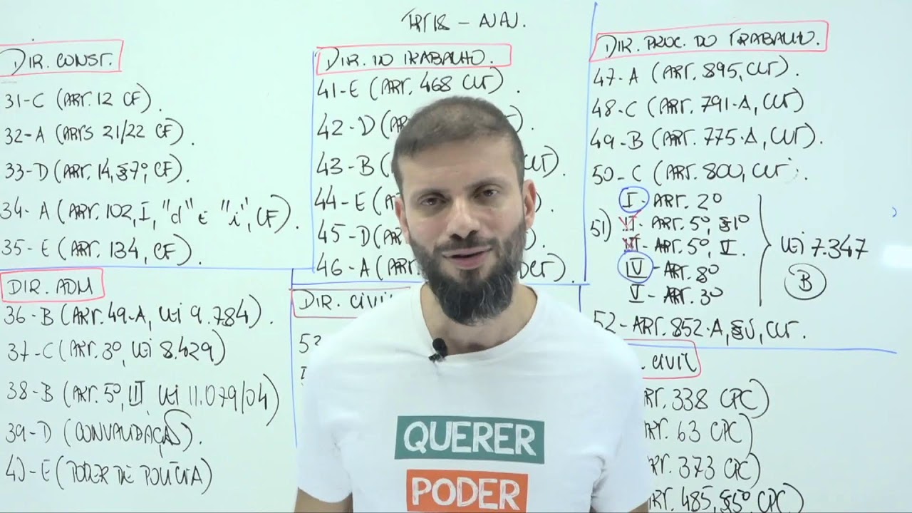 Correção de provas do TRT 18ª - Professor Marcelo Sobral - (Prova de AJAJ)