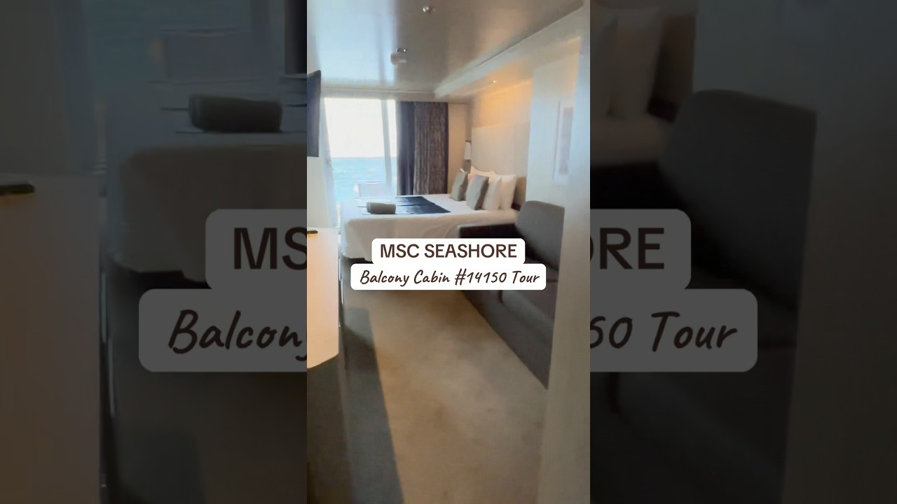 MSC Seashore cruise balcony cabin tour. Stateroom #14150