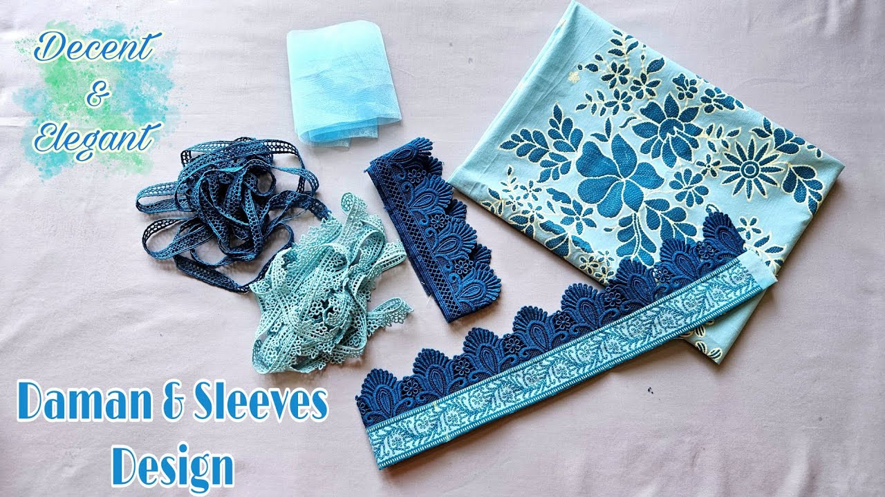 Daman Design with Organza and Lace | Stylish daman design with tissue & lace | Stylish Ghera design