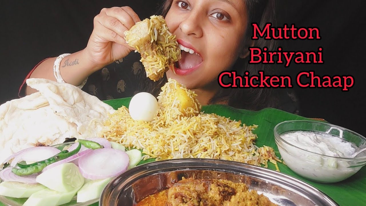 Eating Show-Mutton Biriyani, Chicken Chaap,Tandoori roti, Raita, |Mukbang bigbites