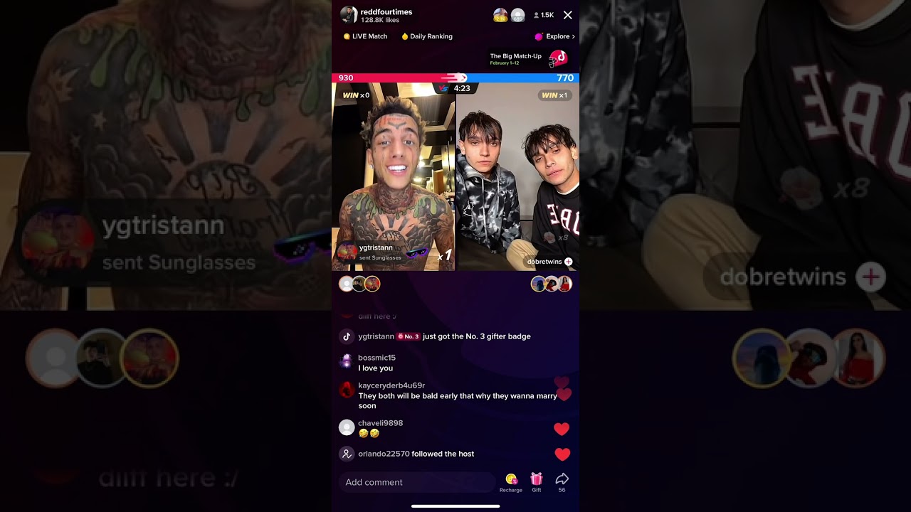Island boy (Kodiak red) TikTok live battle dobre twins 02/04/23 part 1