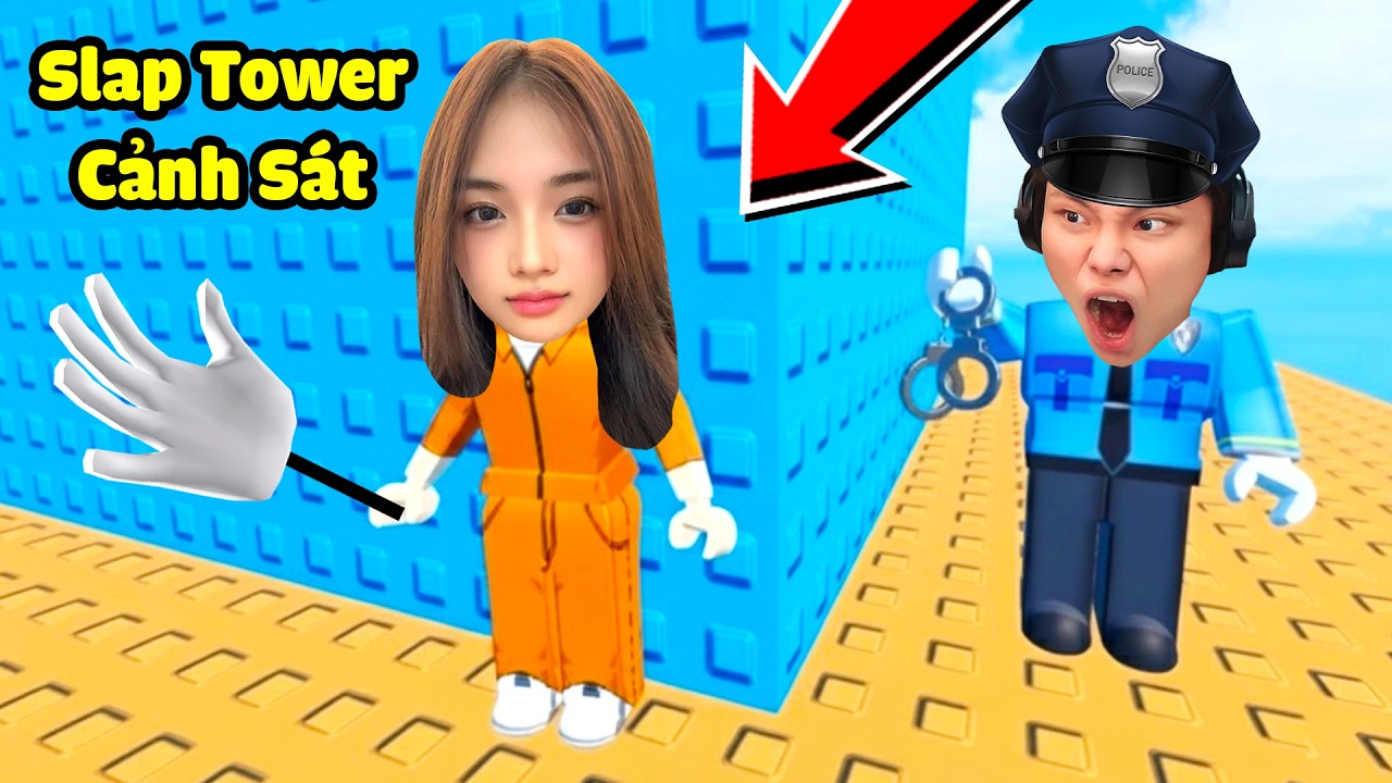 Phá đảo tháp CẢNH SÁT BẮT CƯỚP siêu hài cùng Mochi & JayGray | Roblox Slap Tower Troll