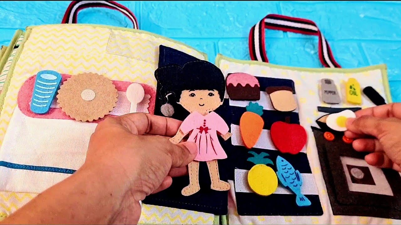 👨‍👩‍👧‍👦🏠QUIET BOOK FAMILY DOLLHOUSE UNBOXING & REVIEW BUSY BOOK DOLLS  DRESS UP