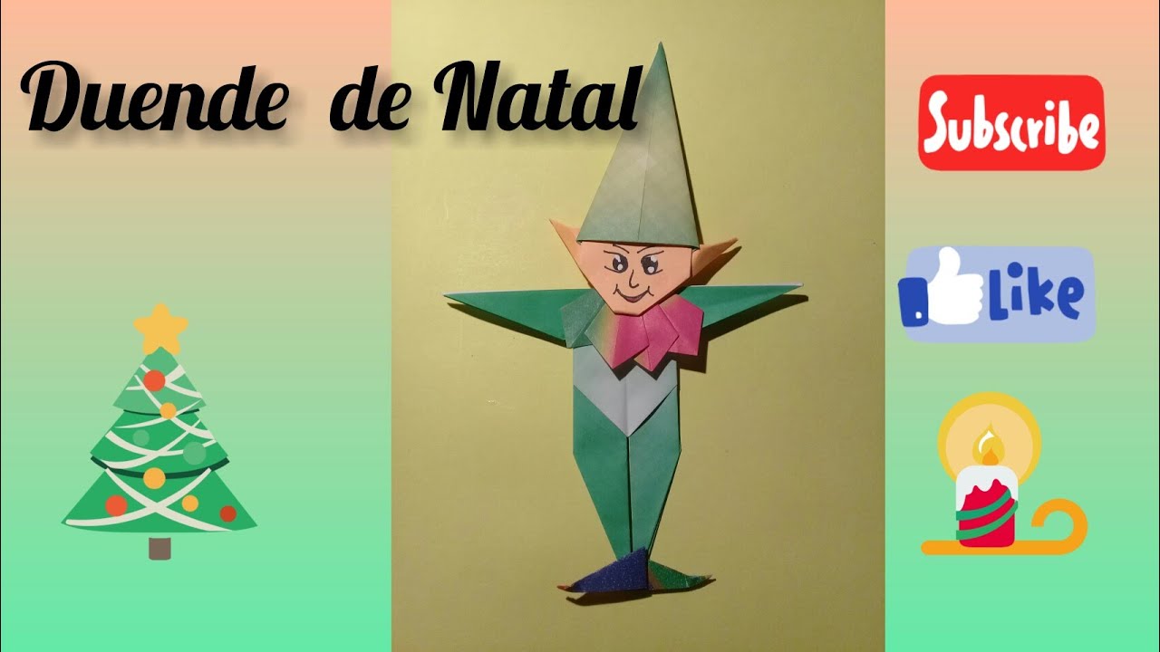 Faça Origami Duende de Natal- 🎅🎄
