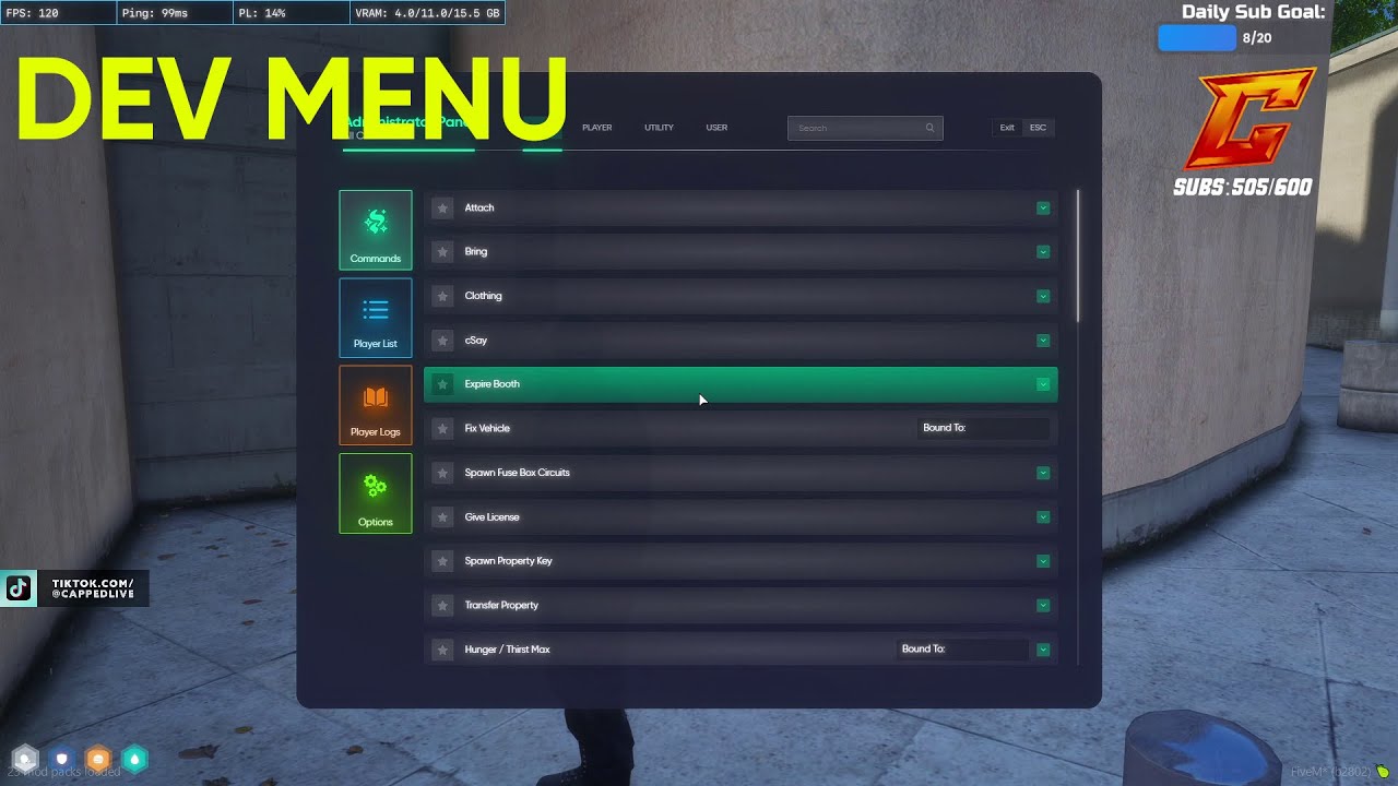 Capped gets developer menu | Nopixel 4.0