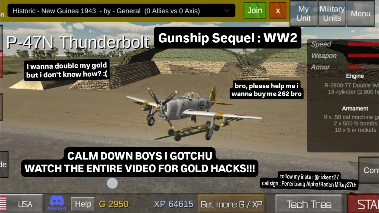 Gunship Sequel WW2 : Wings Of Duty2 (WOD2), How to earn more gold, hack glitch using autoclicker