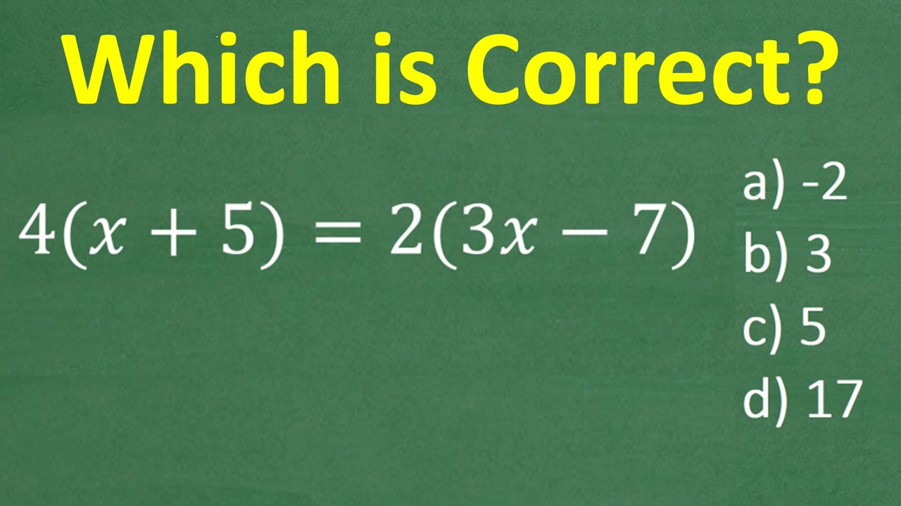 Solve This Linear Equation (Multiple Choice Algebra Practice)
