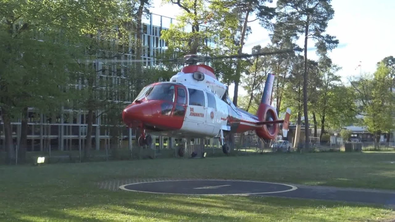 ITH Christoph Nürburgring JUH Luftrettung startet an Hubschrauberlandeplatz der Uniklinik Bonn