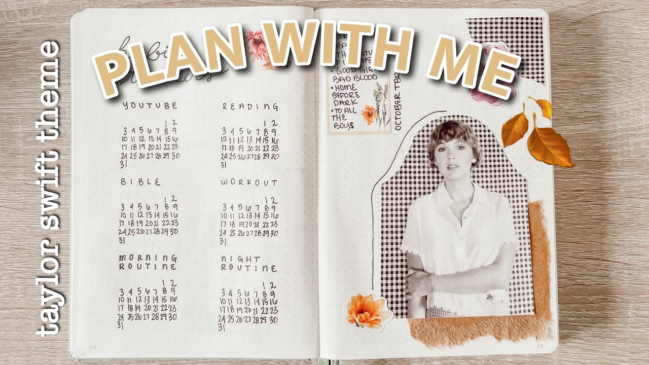 plan with me: october 2021 bullet journal | taylor swift folklore 🕯🌧🪵