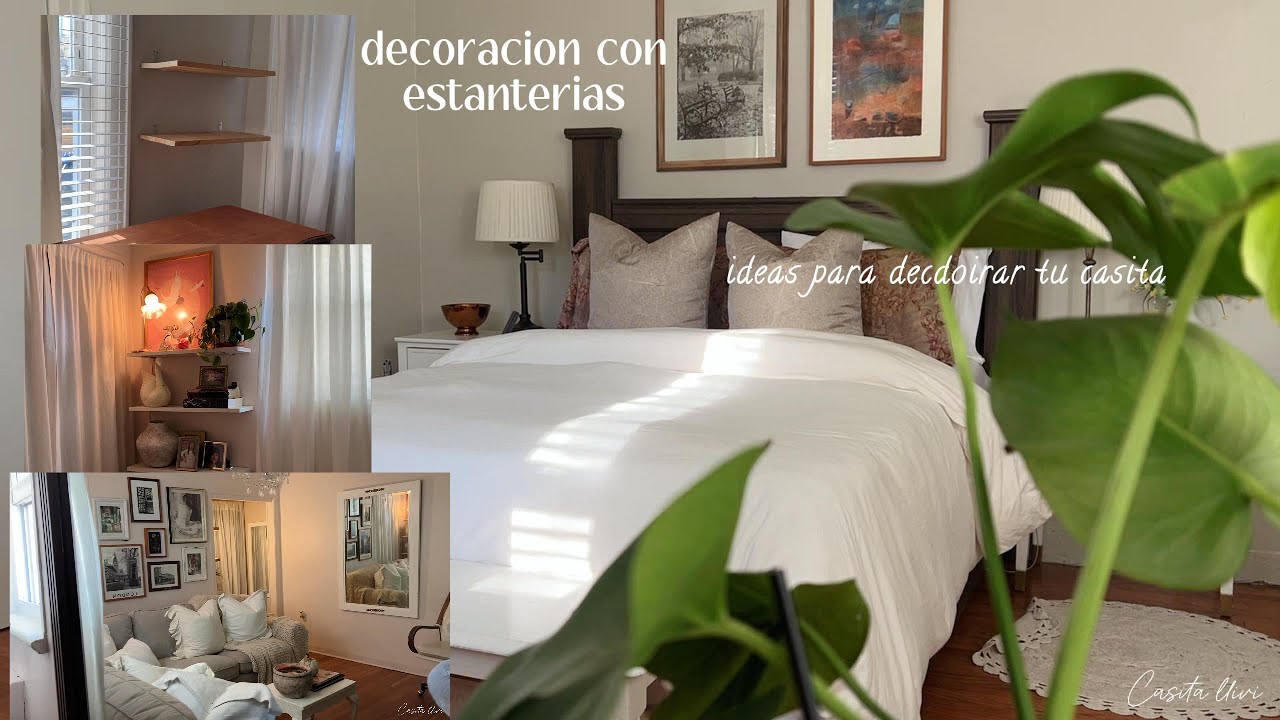Decoración con estanterías|ideas para decorar tu casita🏡estuve restaurtando un mueble 🔨 #decor #asmr