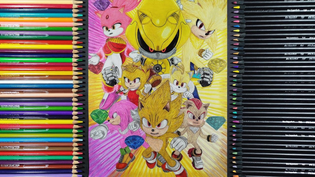 Dibujo el Póster de Sonic 4 la película en estado Super | Drawing the Sonic 4 Movie in Super Mode