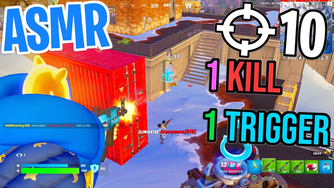 ASMR Gaming 😴 Fortnite 1 Kill = 1 Trigger Relaxing Mouth Sounds 🎮🎧 Controller Sounds + Whispering 💤
