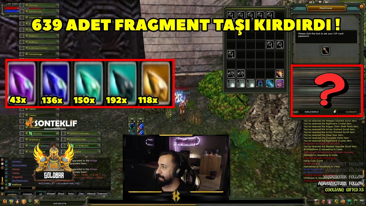 Kaithnys - (Agartha) 180 GB Değerinde Fragment Kırdırıyor | Droplar Şaşırtıyorr ! Knight Online