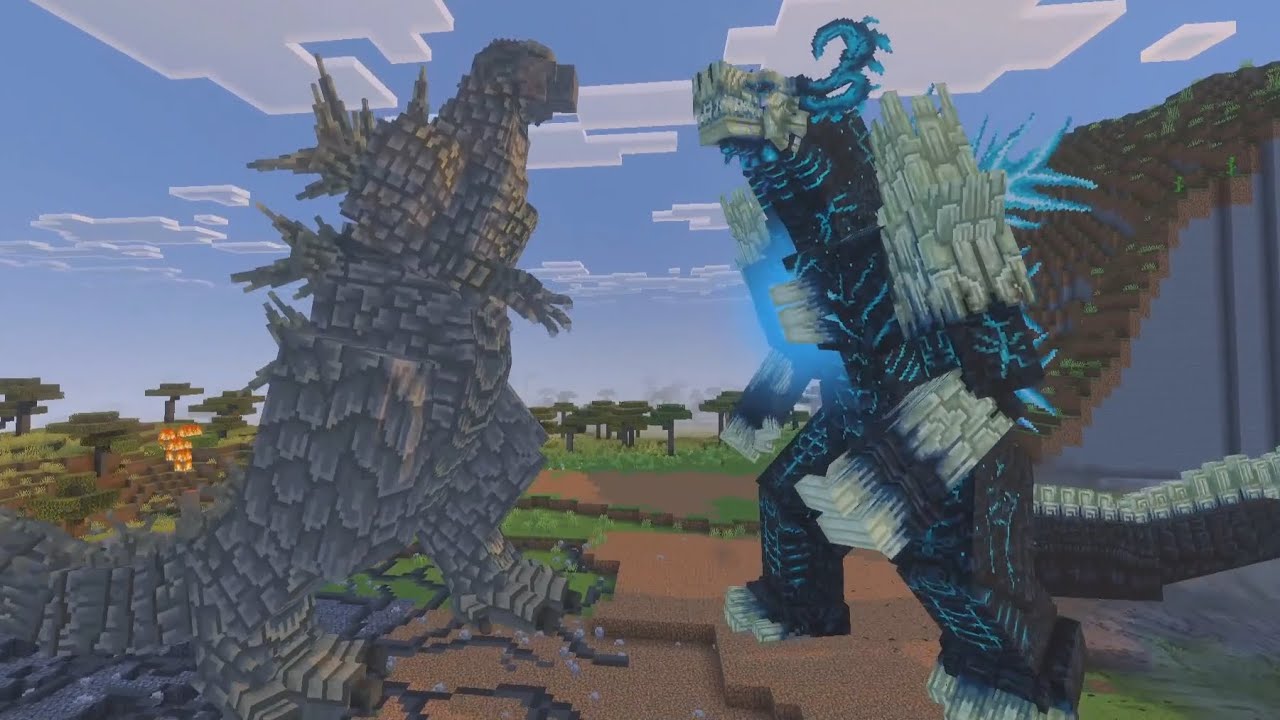 Kaiju Craft Revamp vs Godzilla minus one Addon in Minecraft Bedrock