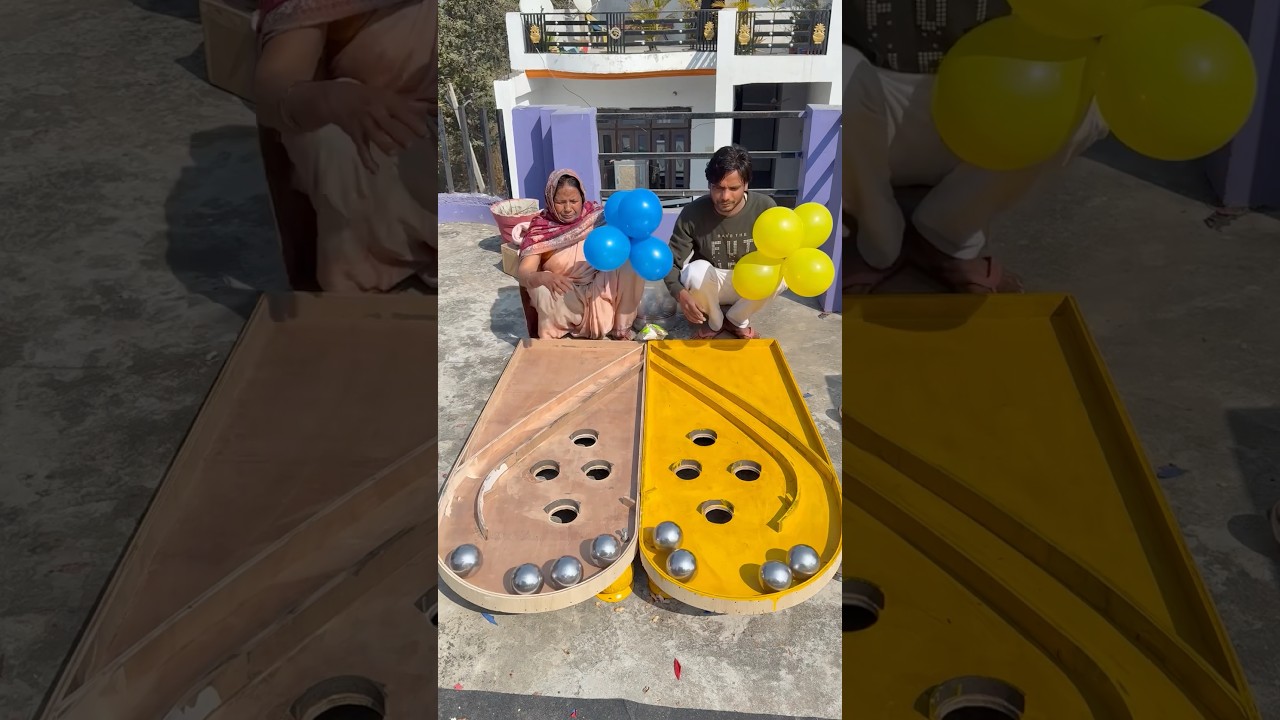 Roll steel steel ball yellow vs blue pop balloons wow win chips amazing super game 8995432#shorts
