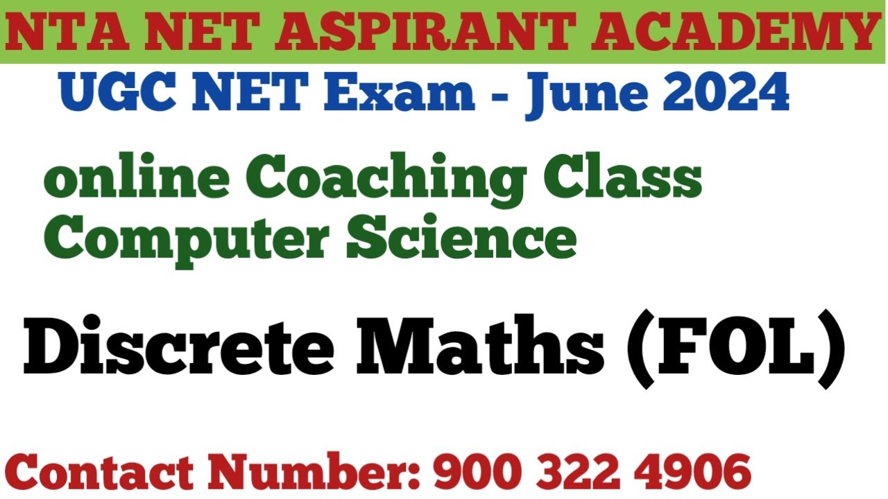 Discrete Maths | Fundamental of Logic | UGC NET Computer Science Online Coaching Class | Tamil
