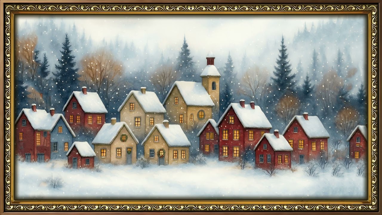 Enchanted Snow Village❄️☃️:frame tv art  | Gold Framed Art for Your TV | The Art Corner 4K